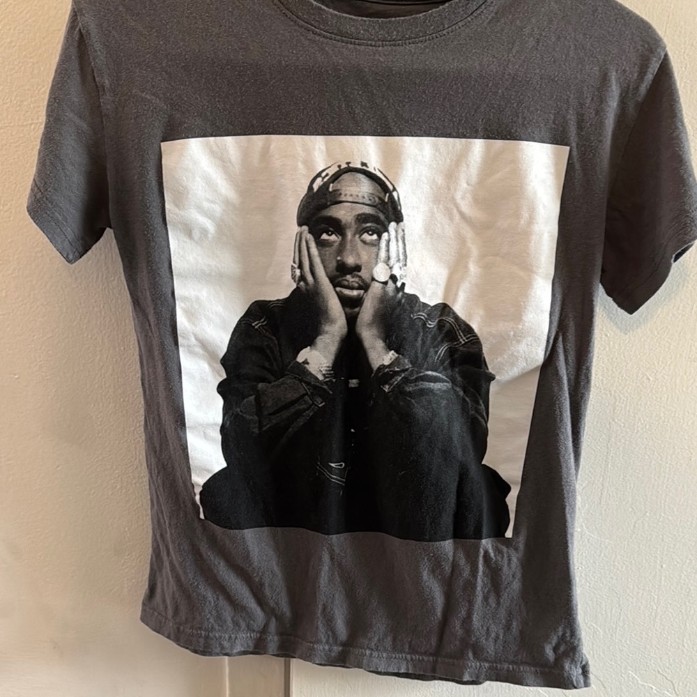 Gray Graphic T-Shirt with Black and White Print